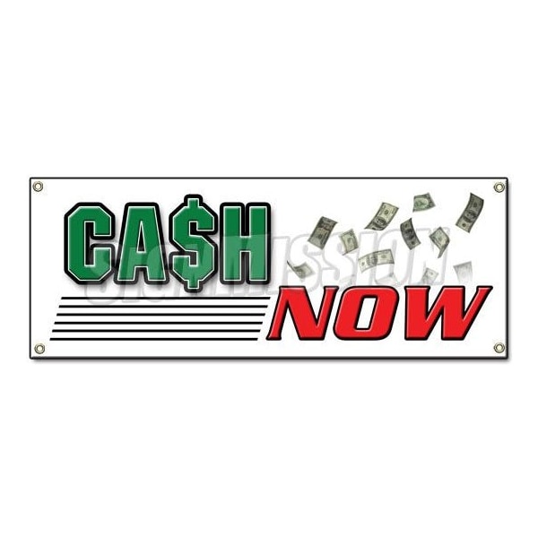 CASH NOW BANNER SIGN payday advance quick title pawn shop for gold today easy